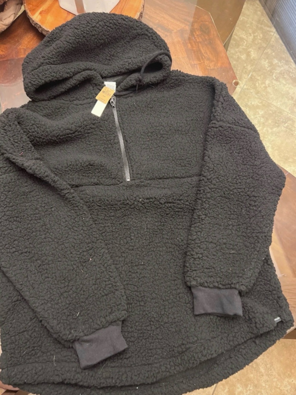 Victoria's Secret Black Sherpa Half-Zip Hoodie